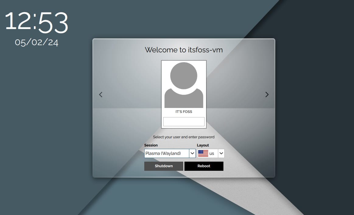 kaos 2024.01 login screen