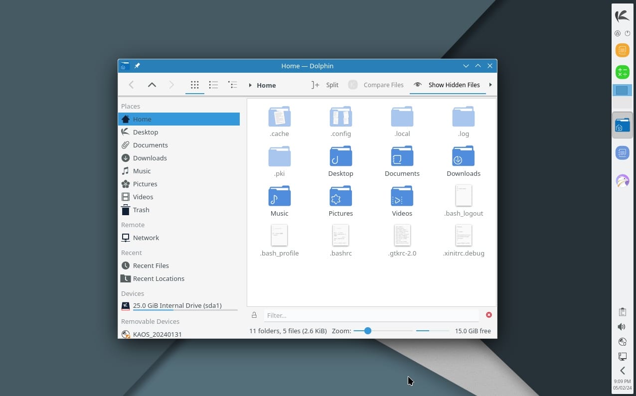 kaos 2024.01 homescreen screenshot