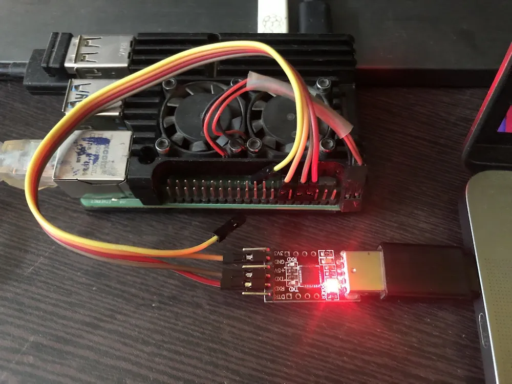 A UART connected to Raspberry Pi