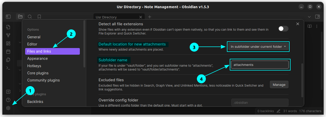 Save Attachments on a Subfolder Inside the Current Note's Folder