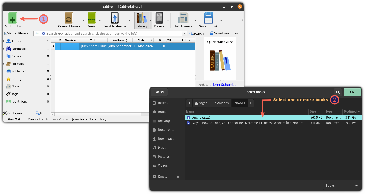 Add books to calibre