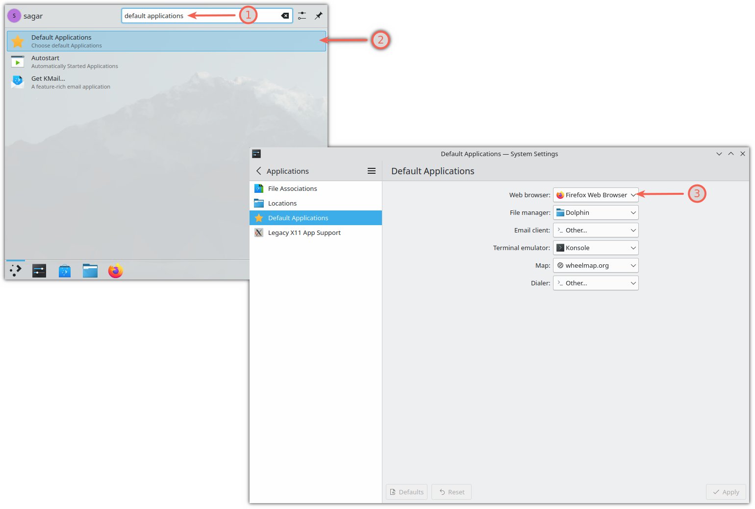 change the default web browser in KDE plazma