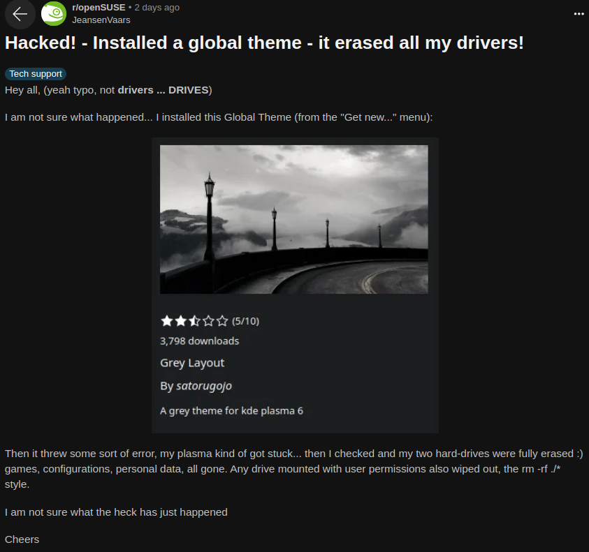 a screenshot of the reddit post made by jeansenvaars