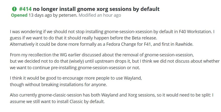 fedora xorg for gnome session issue screenshot