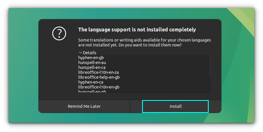 Install language packages properly