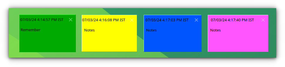 Multiple Sticky Notes are placed using Knotes