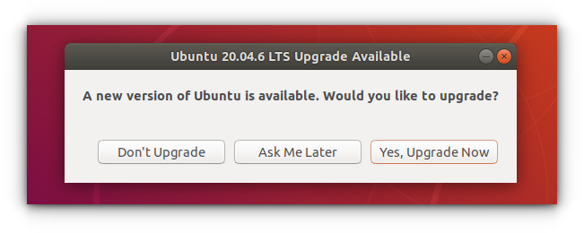 Ubuntu notifies the user when a new version is available