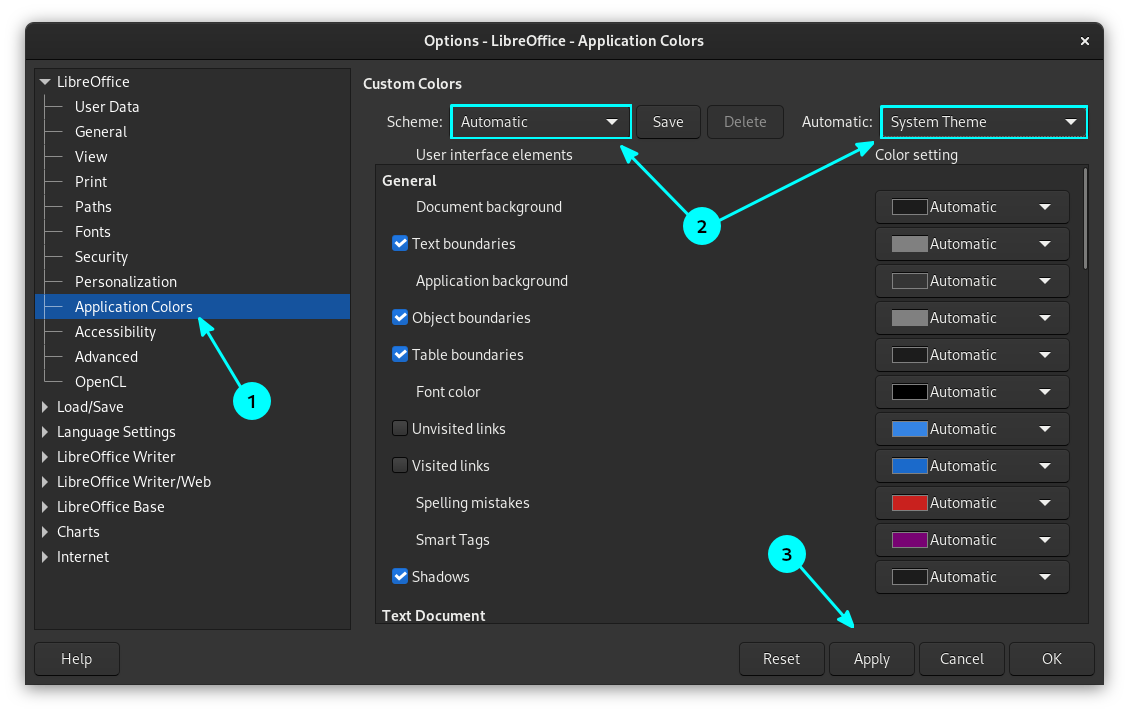 Set the Automatic theme to System Theme