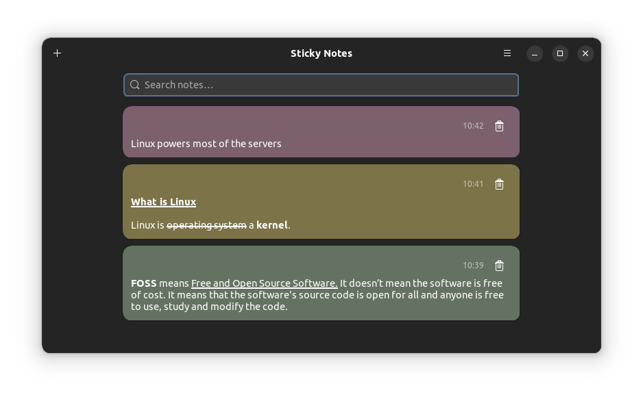 Sticky Notes main applications, that will show all of the notes you have created. When you clicked on one note, that is opened in a small sticky note window.