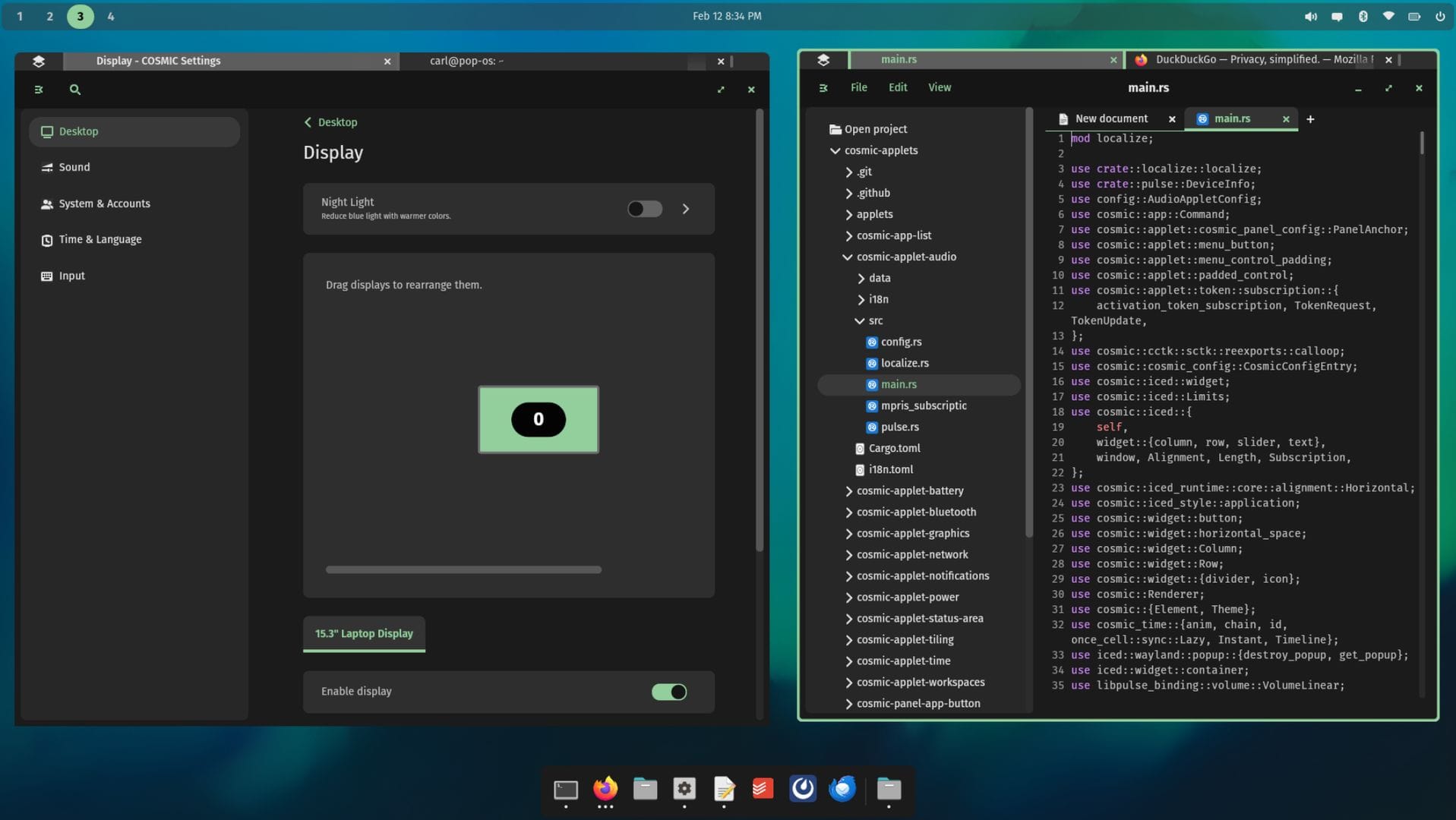 a screenshot of cosmic advanced window management in action