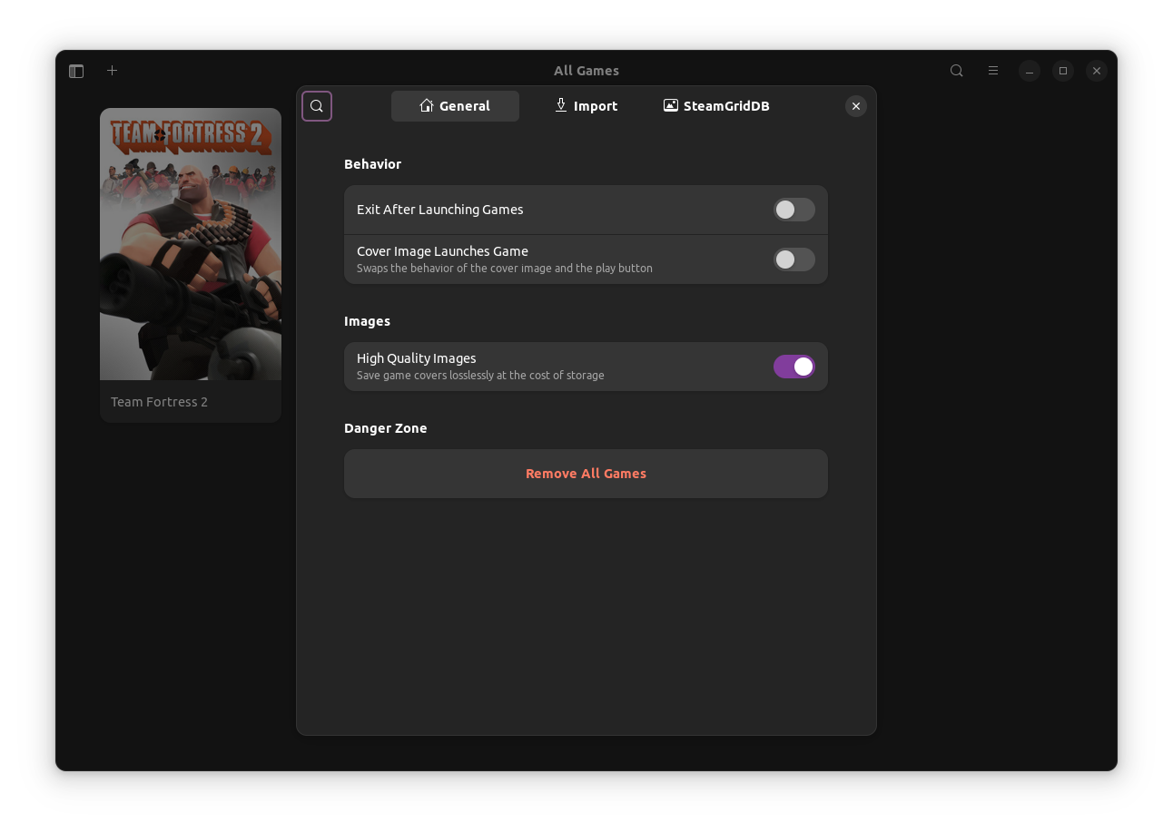 a screenshot of cartridges general preferences