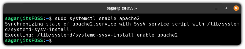 Enable a service using the systemctl command