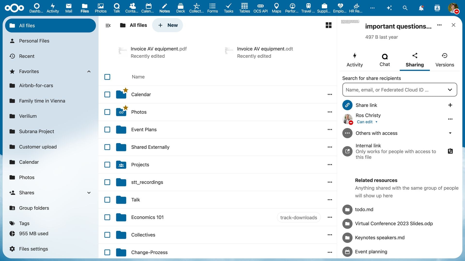 a screenshot of nextcloud hub 8 files interface