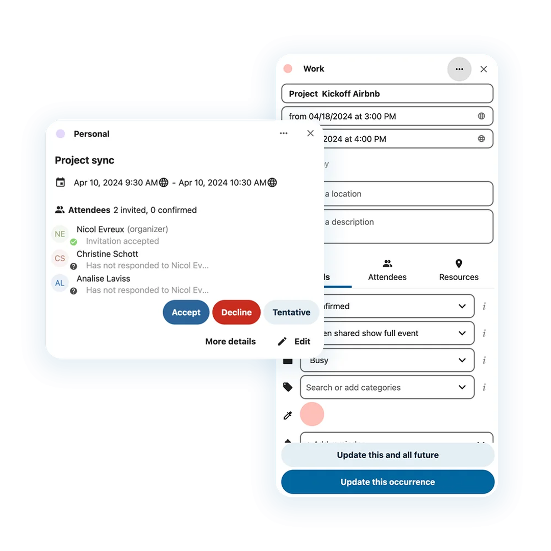 a screenshot of nextcloud hub 8 revamped event window for calendar