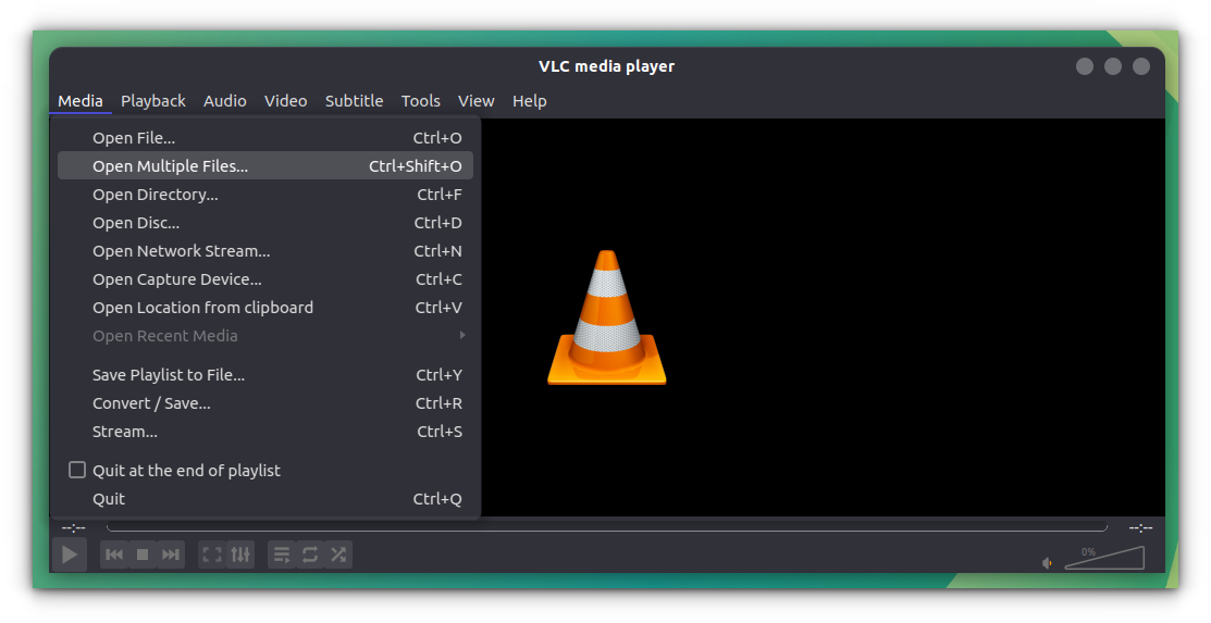 VLC with Kvantum dark theme applied