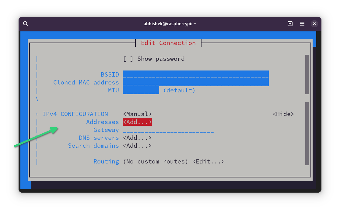 IPv4 configuration change