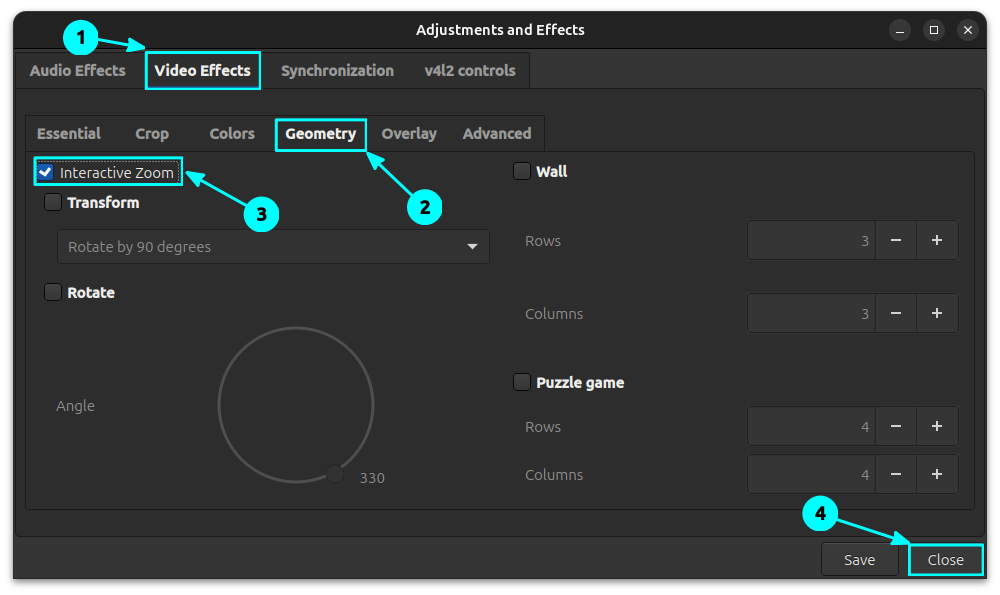 Enable the interactive zoom for the current video session.