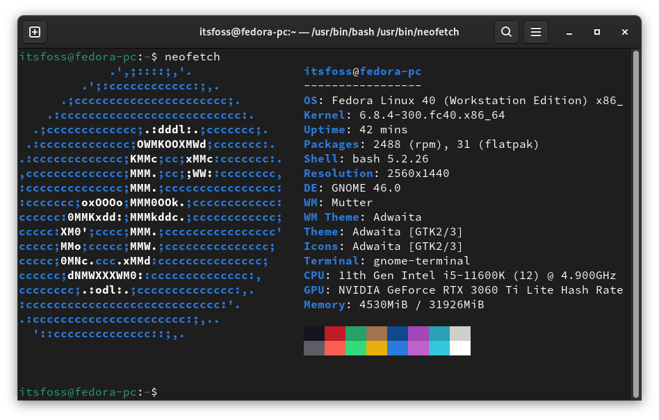 fedora 40 neofetch