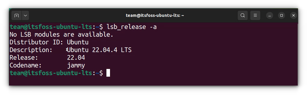 Getting the Ubuntu release version info using lsb_release command.