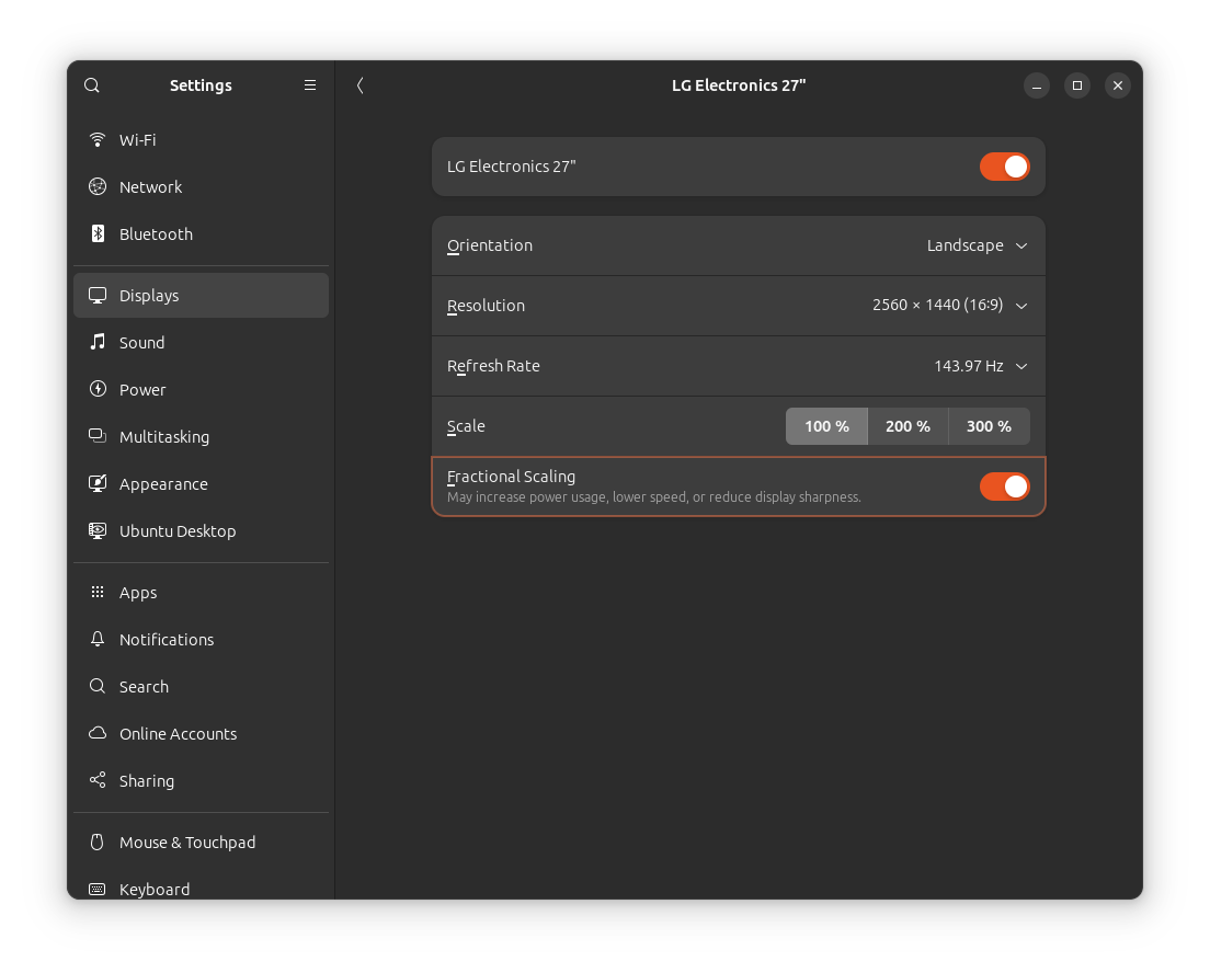 ubuntu 24.04 lts fractional scaling