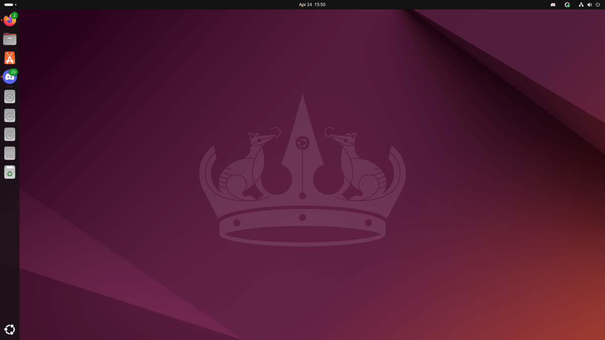 ubuntu 24.04 LTS homescreen