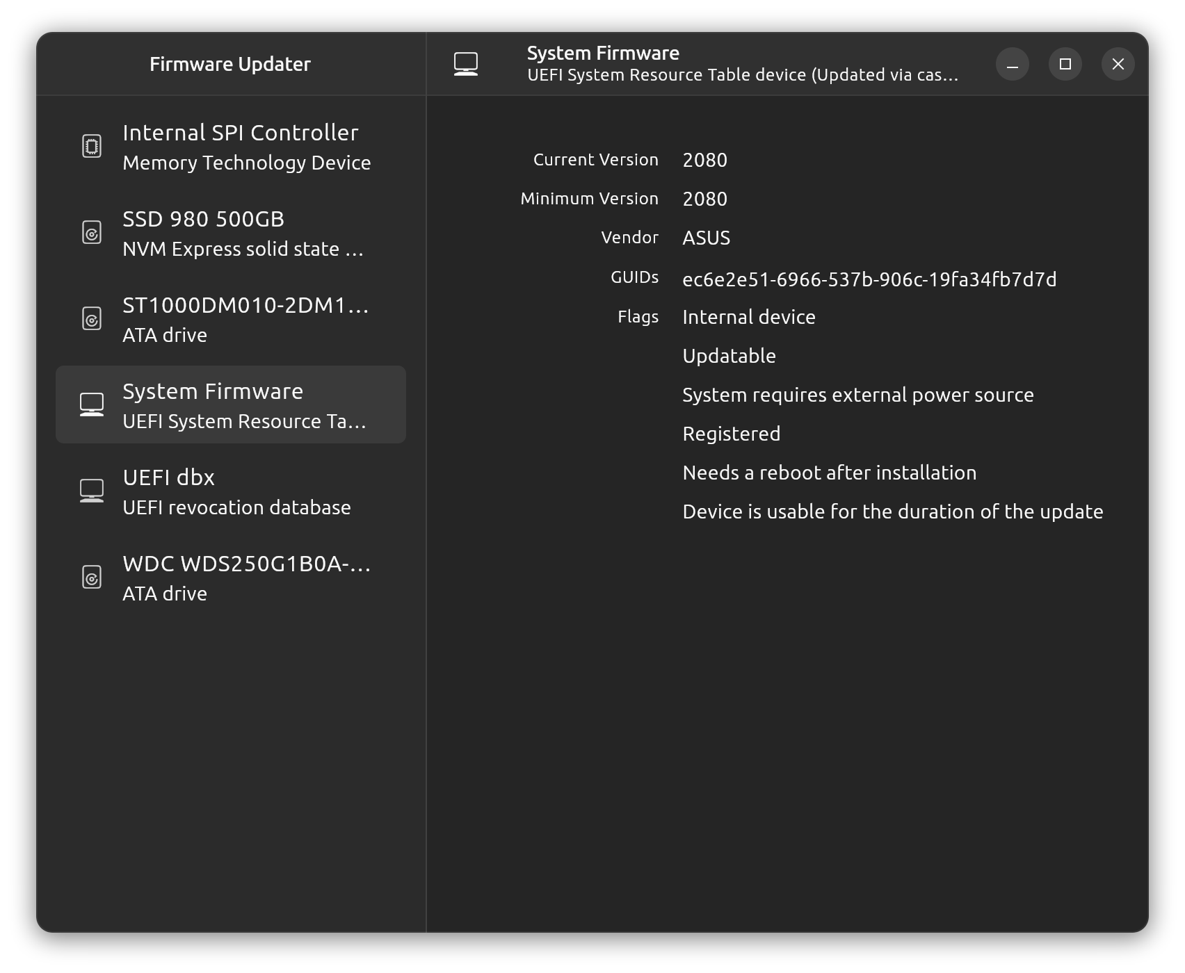 ubuntu 24.04 LTS firmware updater tool