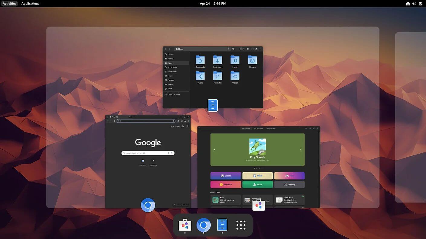 a screenshot of endless os 6 dark mode in action