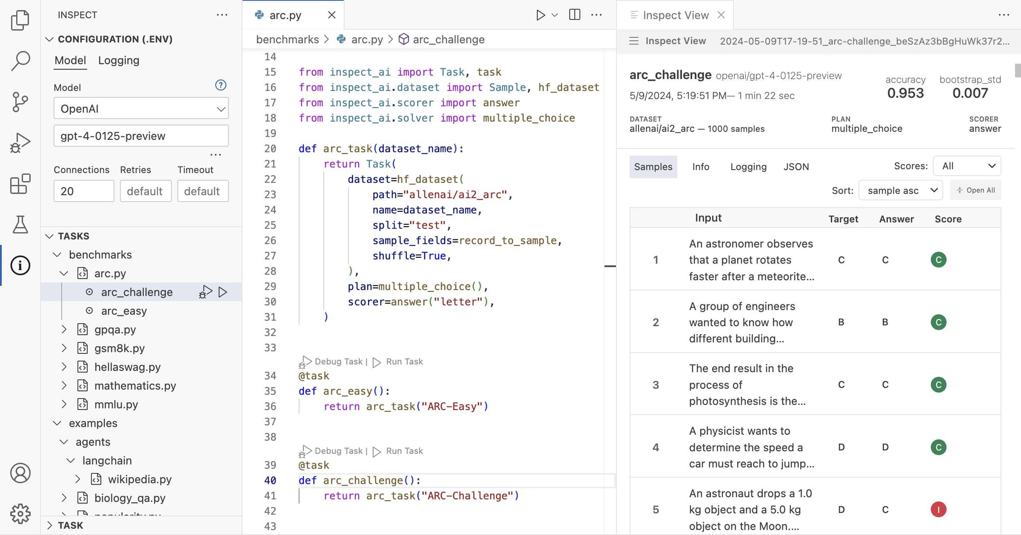 a screenshot of the inspect ai safety tool