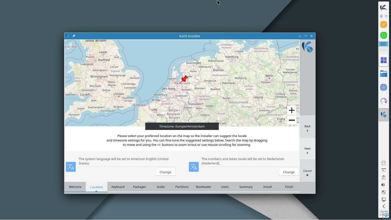 a screenshot of kaos 2024.05 calamares installer