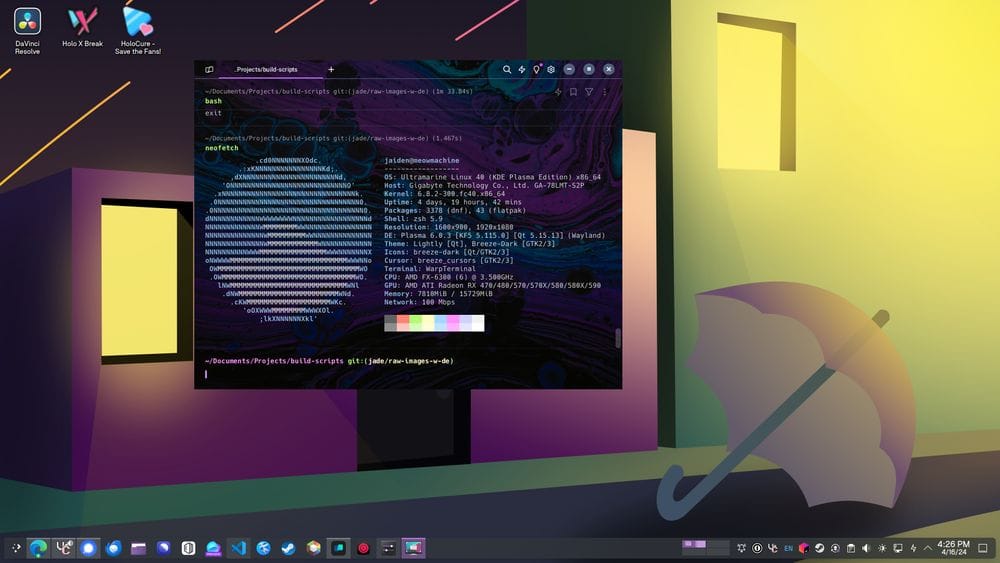 a screenshot of ultramarine linux 40 kde plasma edition