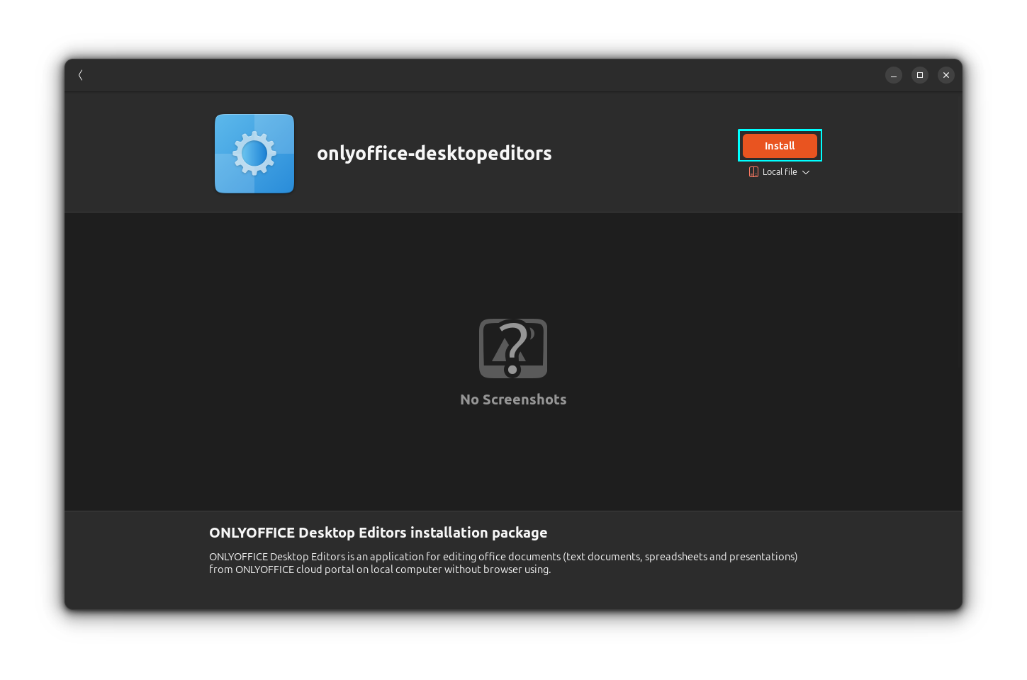 Install ONLYOFFICE deb file using GNOME Software center