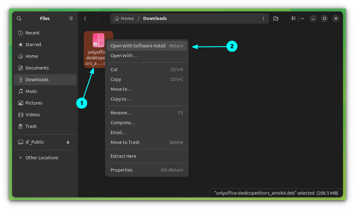 Open the ONLYOFFICE deb file using GNOME Software center