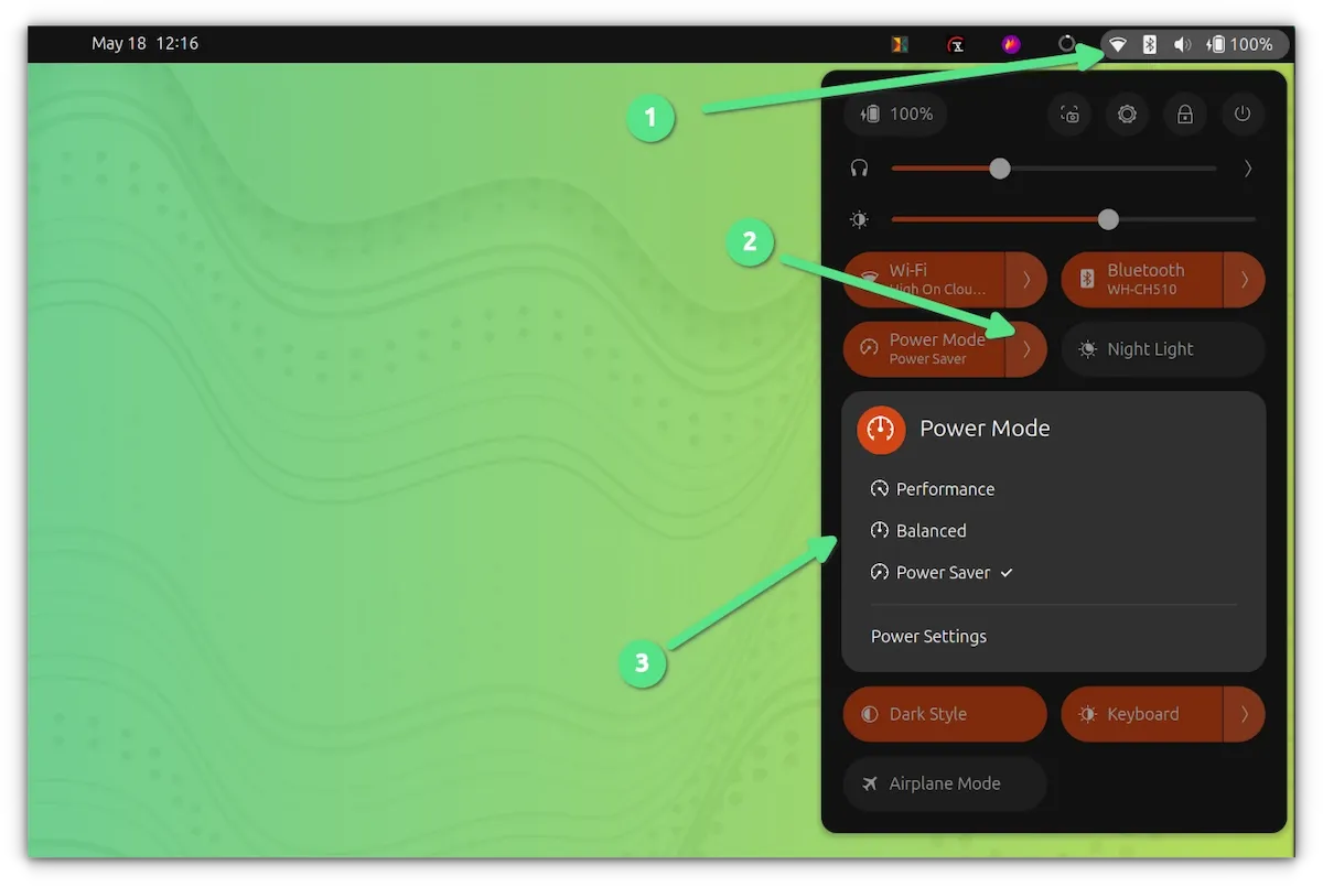 Power modes in Ubuntu 24.04