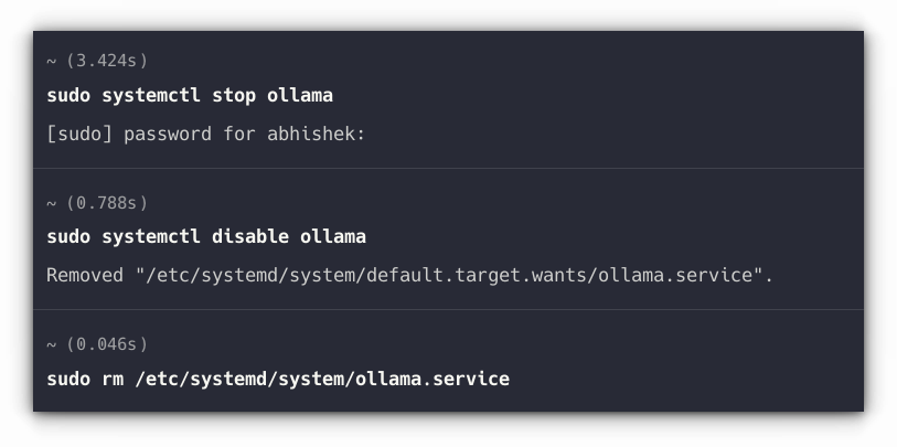 Removing ollama systemd services