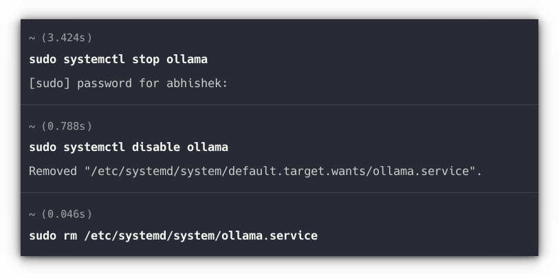 Removendo serviços ollama systemd