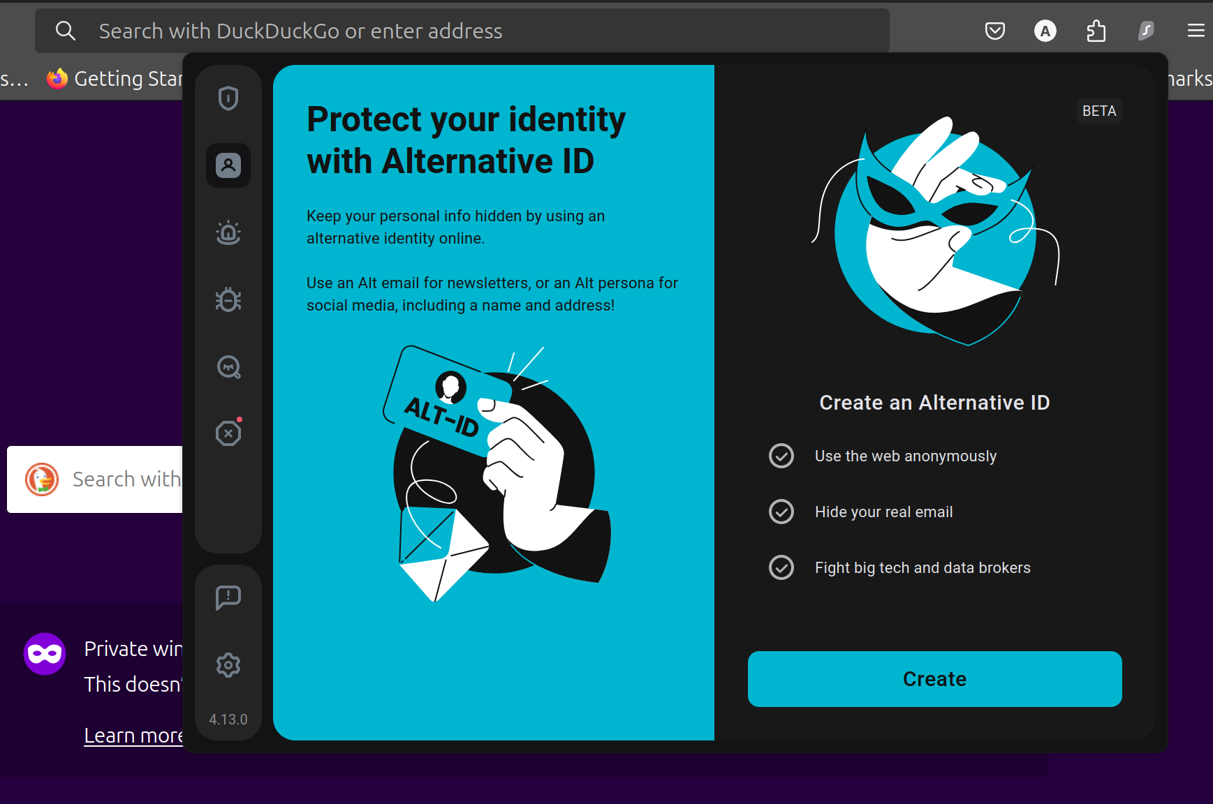 surfshark vpn alternative ID screenshot using the browser extension