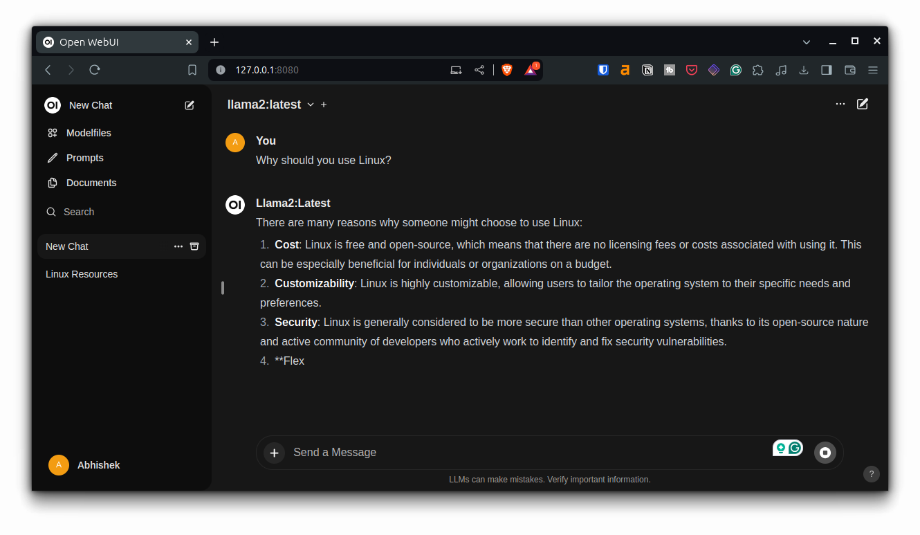Using Open Source LLM with Open WebUI