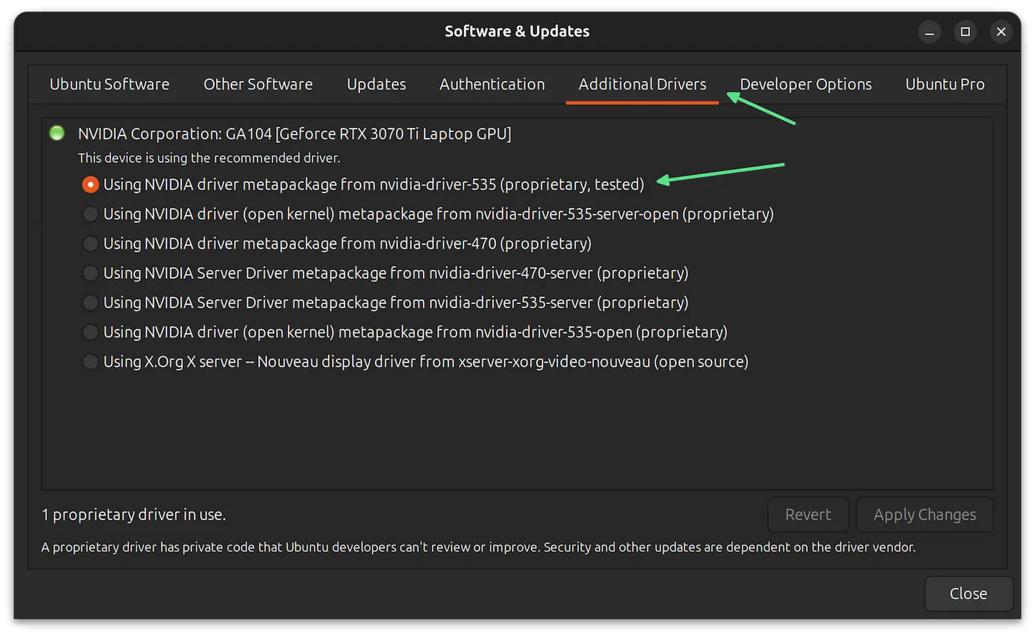 using the proprietary Nvidia drivers in Ubuntu