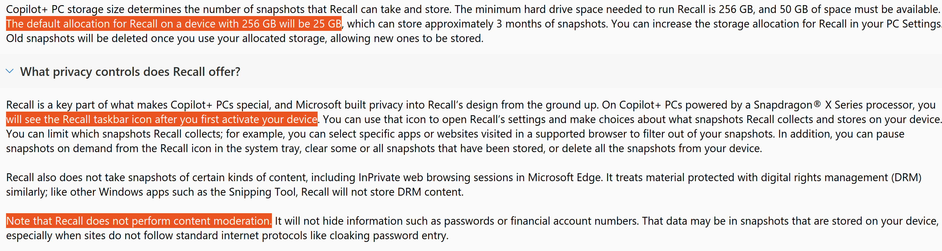windows ai faq screenshot
