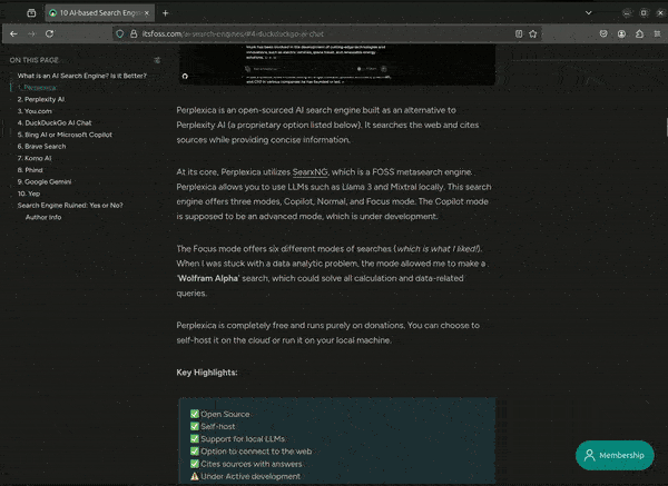 a gif of firefox ai chatbot integration in action