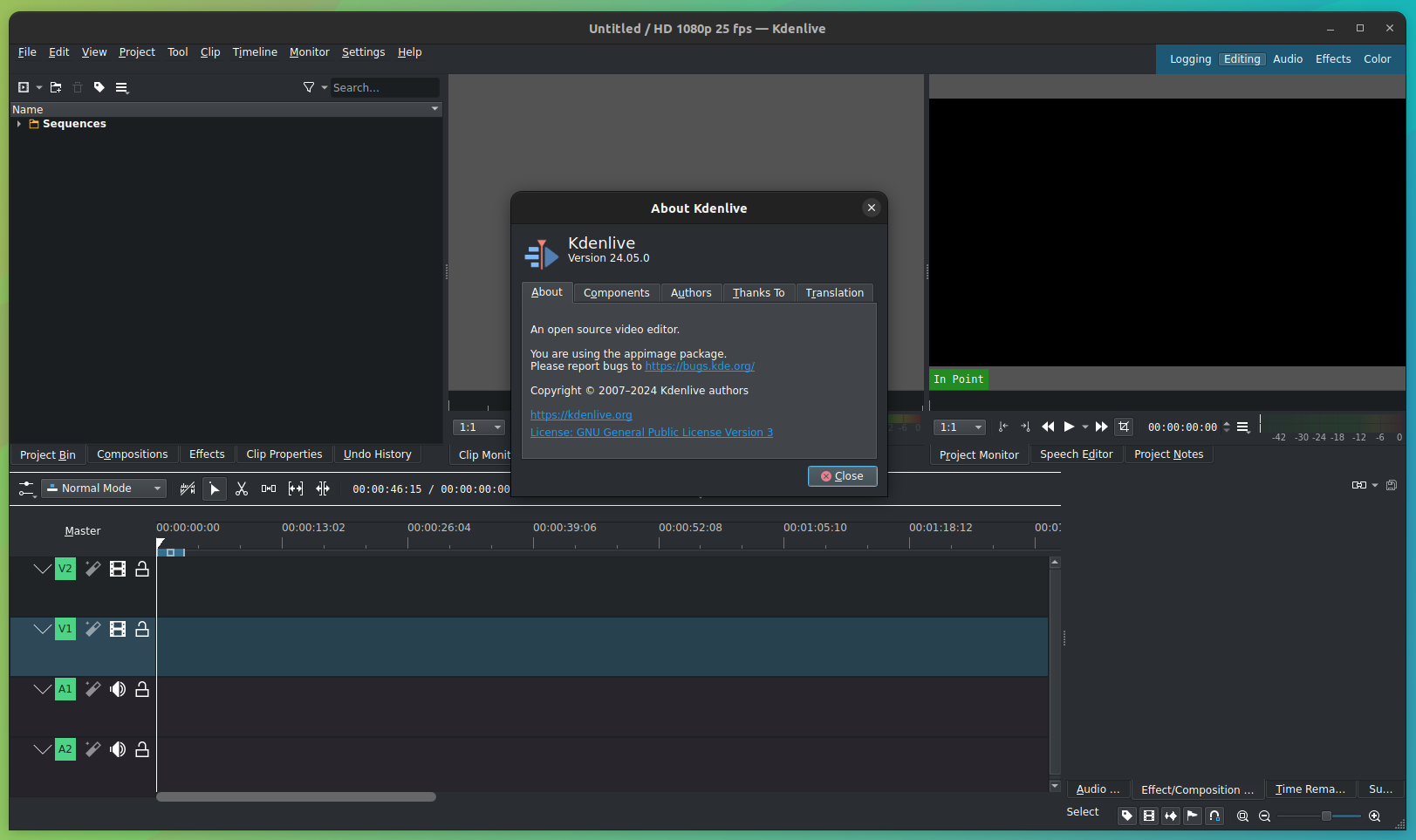 a screenshot of kdenlive 24.05.0