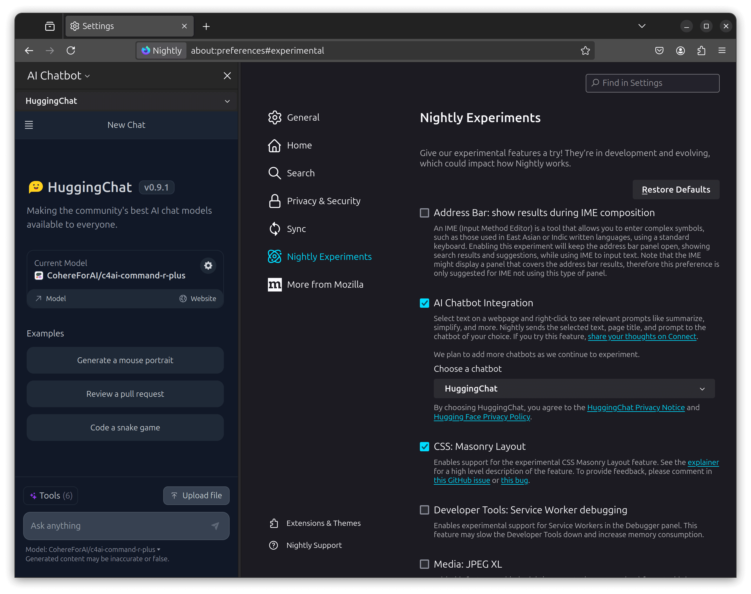 ai chatbot integration menu