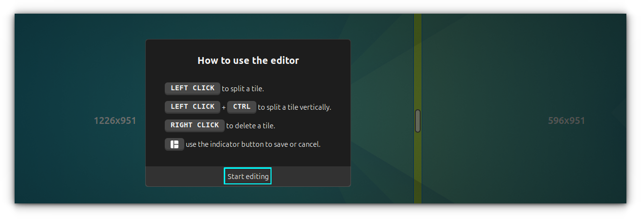 Click on the “Start Editing” button to edit the layout