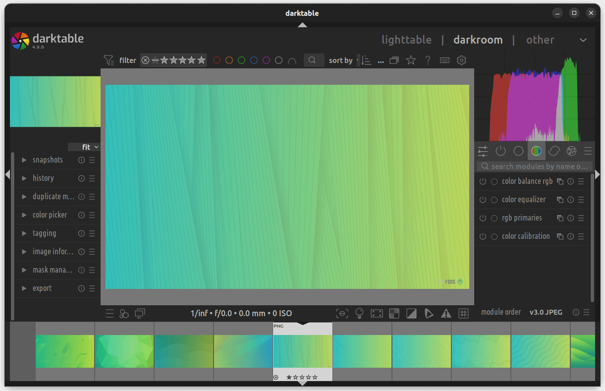 a screenshot of darktable 4.8