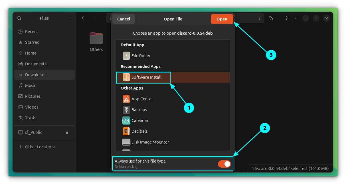 Open the deb file with Software Install