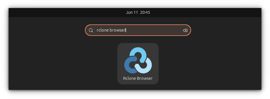 Open Rclone Browser from Ubuntu Activities Overview