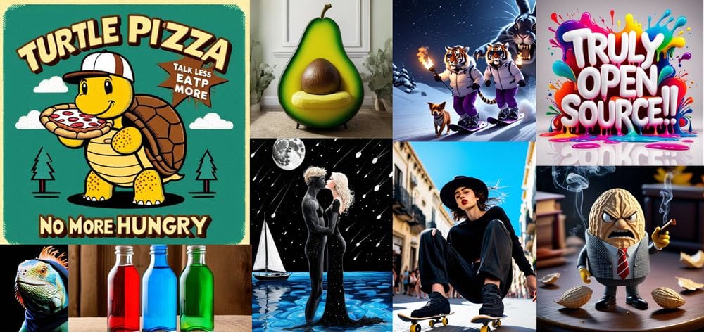 a screenshot consisting of many image generated using auraflow