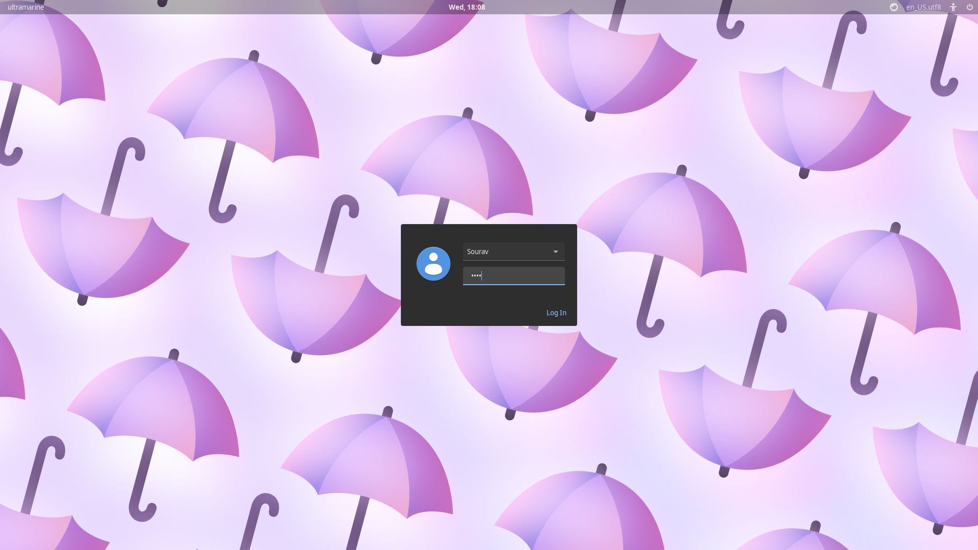 a screenshot of ultramarine linux lock screen