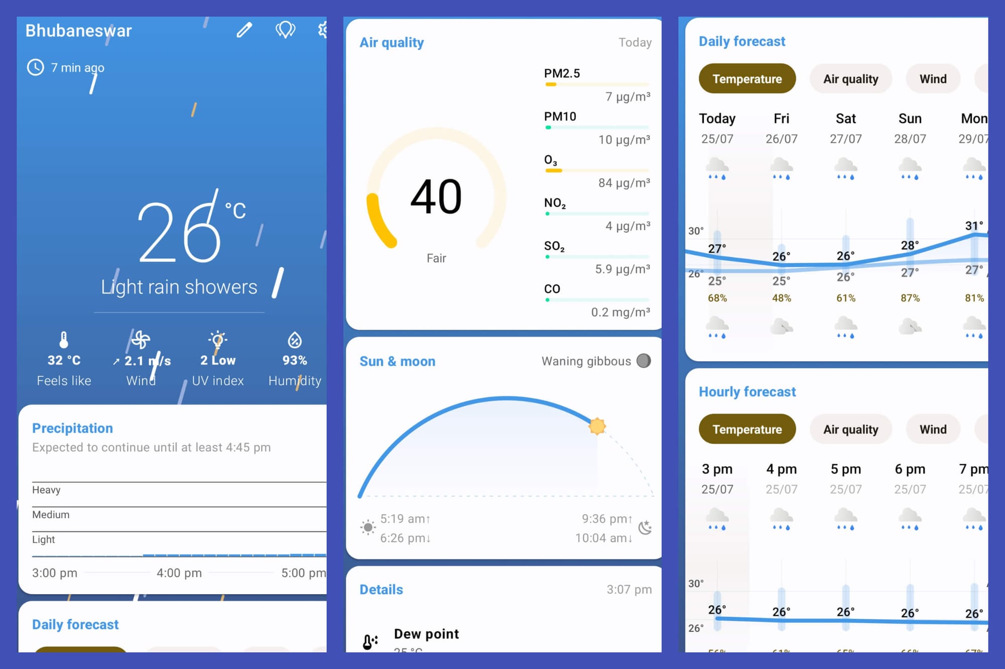 breezy weather app screenshots