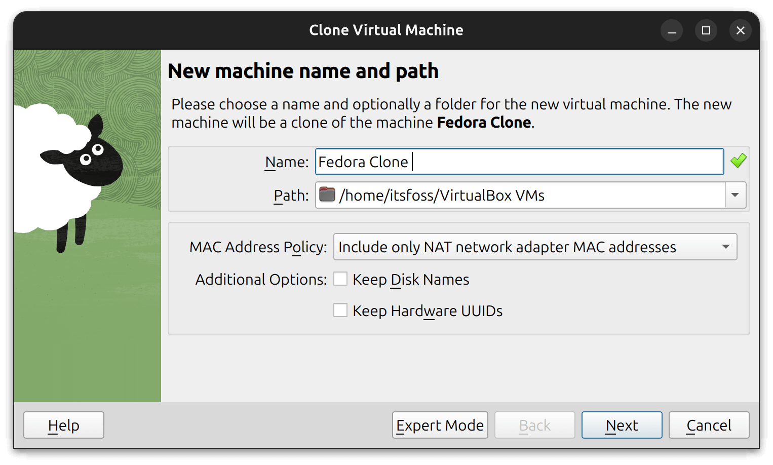 fedora clone options